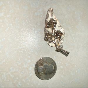 Leaf and roses Sterling pin